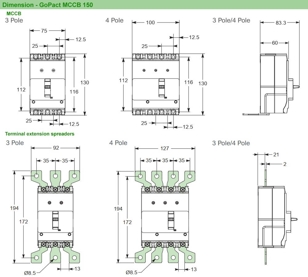 ទំហំ : MCCB GoPact G12E3A100